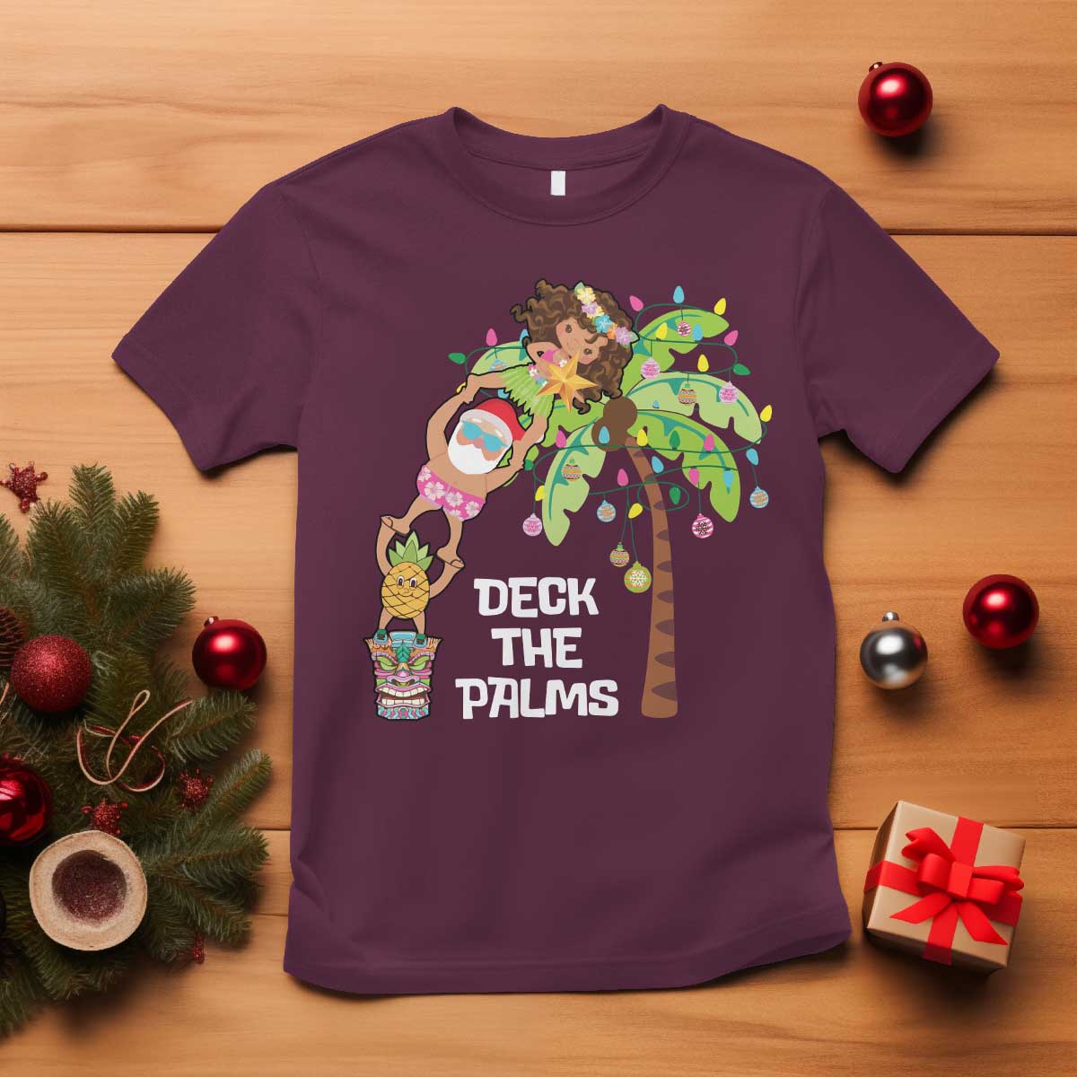 christmas-in-hawaii-t-shirt-deck-the-palms-santa-hula-girl-tiki