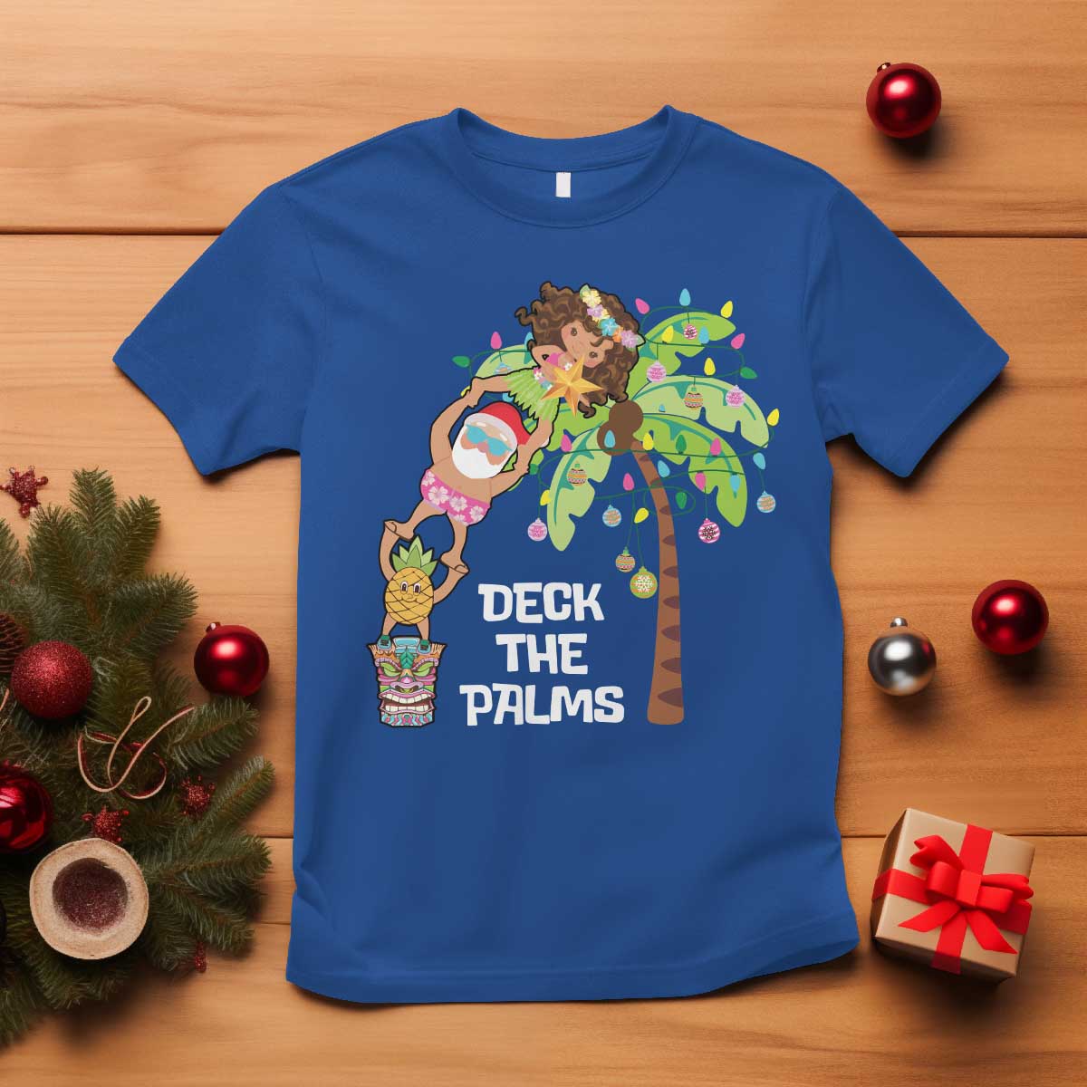 christmas-in-hawaii-t-shirt-deck-the-palms-santa-hula-girl-tiki