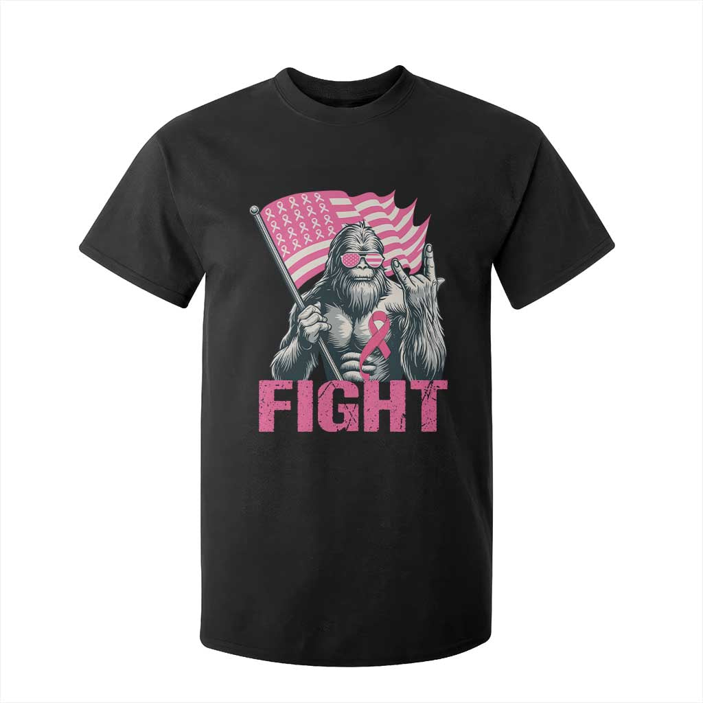 Funny Bigfoot Breast Cancer Support T Shirt For Kid Fight Pink Ribbon