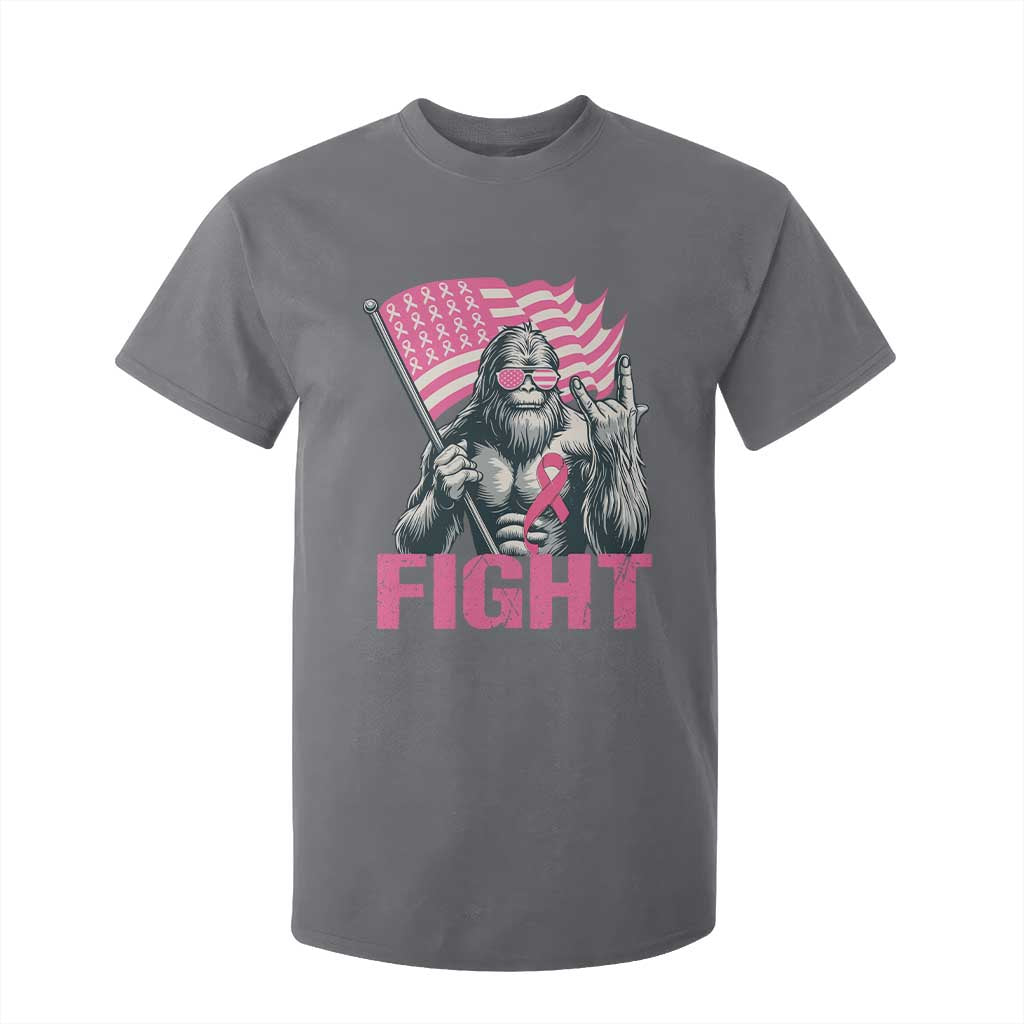 Funny Bigfoot Breast Cancer Support T Shirt For Kid Fight Pink Ribbon