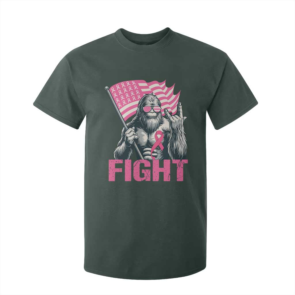 Funny Bigfoot Breast Cancer Support T Shirt For Kid Fight Pink Ribbon