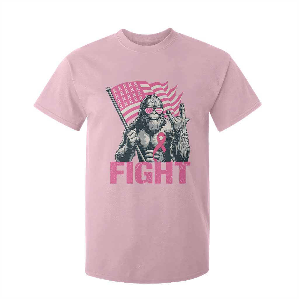 Funny Bigfoot Breast Cancer Support T Shirt For Kid Fight Pink Ribbon