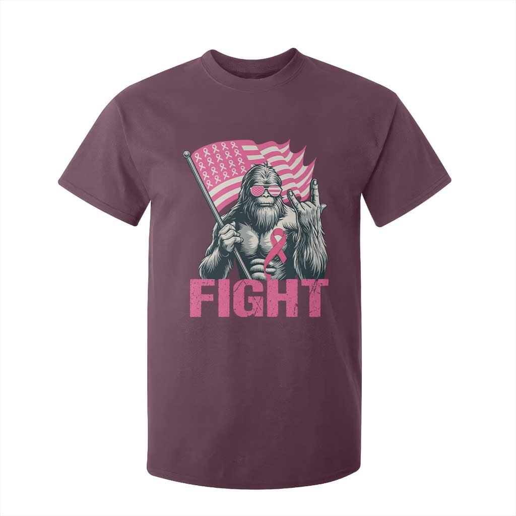 Funny Bigfoot Breast Cancer Support T Shirt For Kid Fight Pink Ribbon