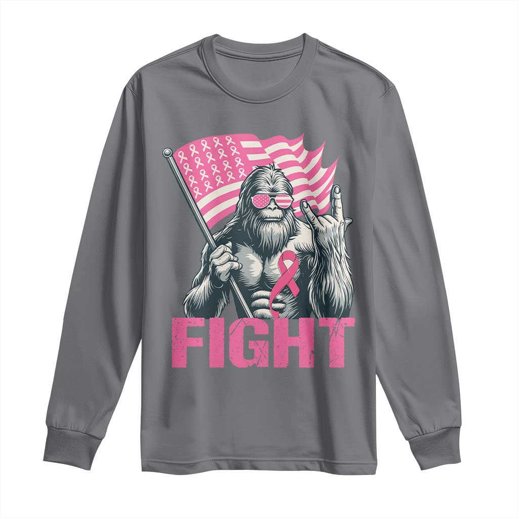 Funny Bigfoot Breast Cancer Support Long Sleeve Shirt Fight Pink Ribbon