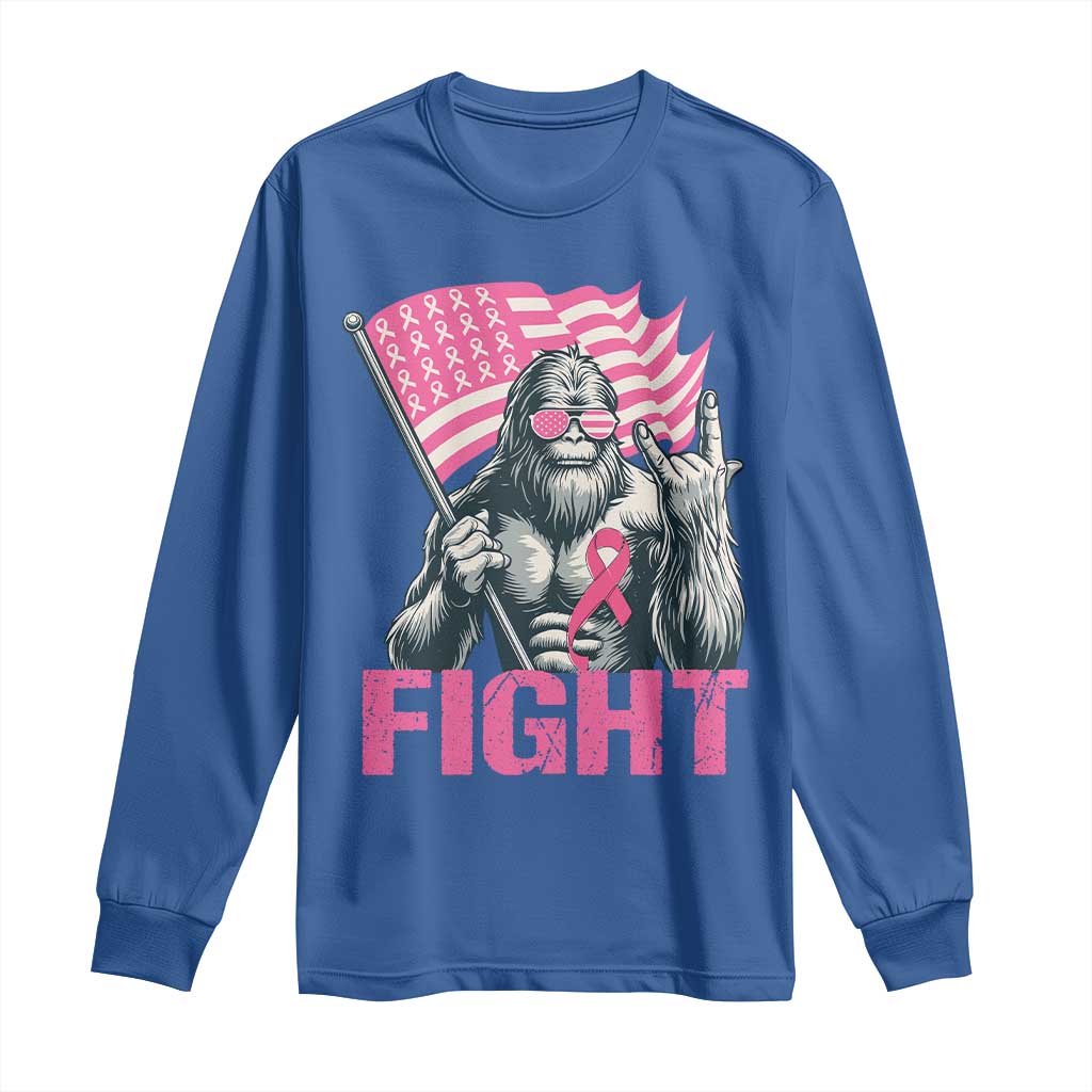 Funny Bigfoot Breast Cancer Support Long Sleeve Shirt Fight Pink Ribbon