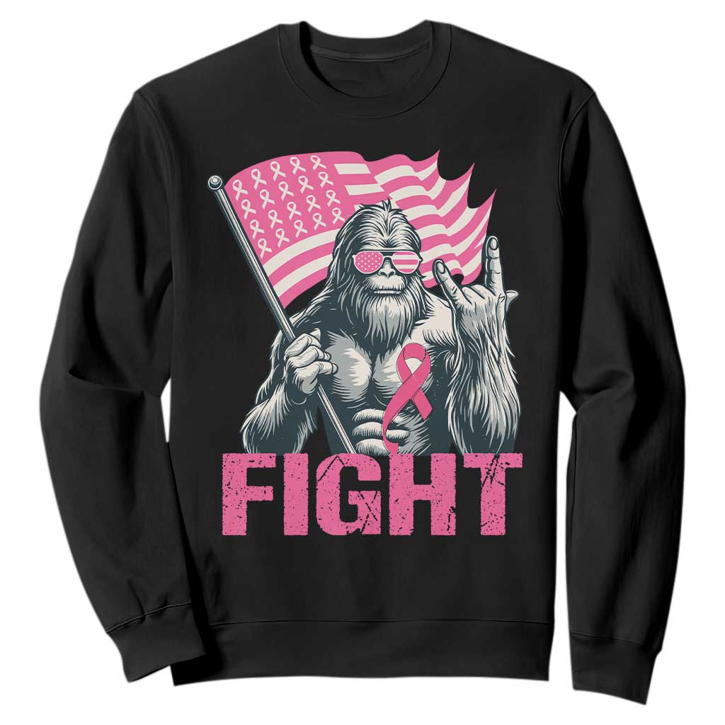 Funny Bigfoot Breast Cancer Support Sweatshirt Fight Pink Ribbon