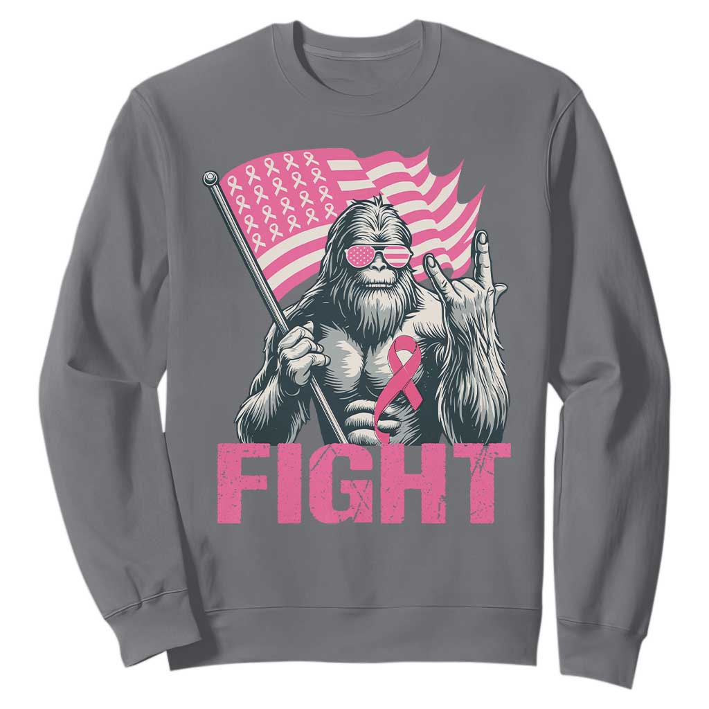 Funny Bigfoot Breast Cancer Support Sweatshirt Fight Pink Ribbon