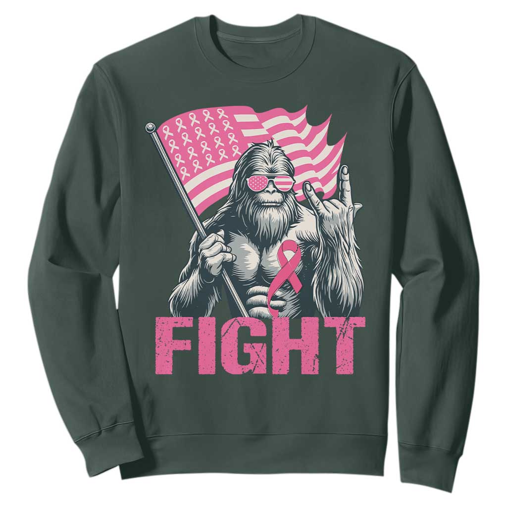 Funny Bigfoot Breast Cancer Support Sweatshirt Fight Pink Ribbon