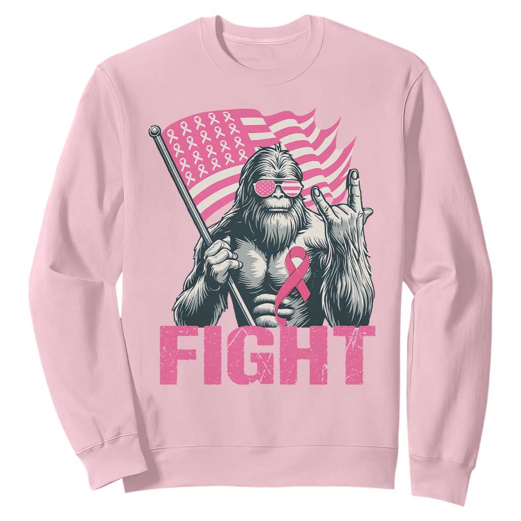 Funny Bigfoot Breast Cancer Support Sweatshirt Fight Pink Ribbon