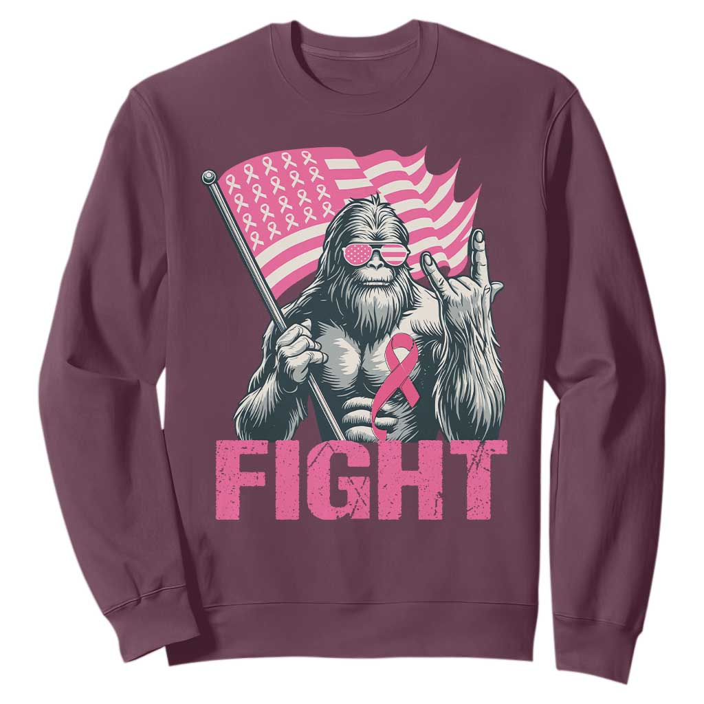 Funny Bigfoot Breast Cancer Support Sweatshirt Fight Pink Ribbon