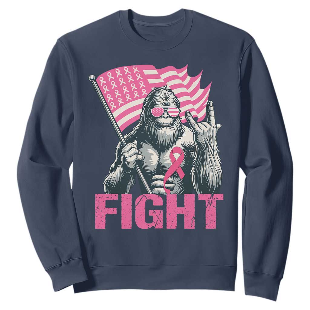 Funny Bigfoot Breast Cancer Support Sweatshirt Fight Pink Ribbon