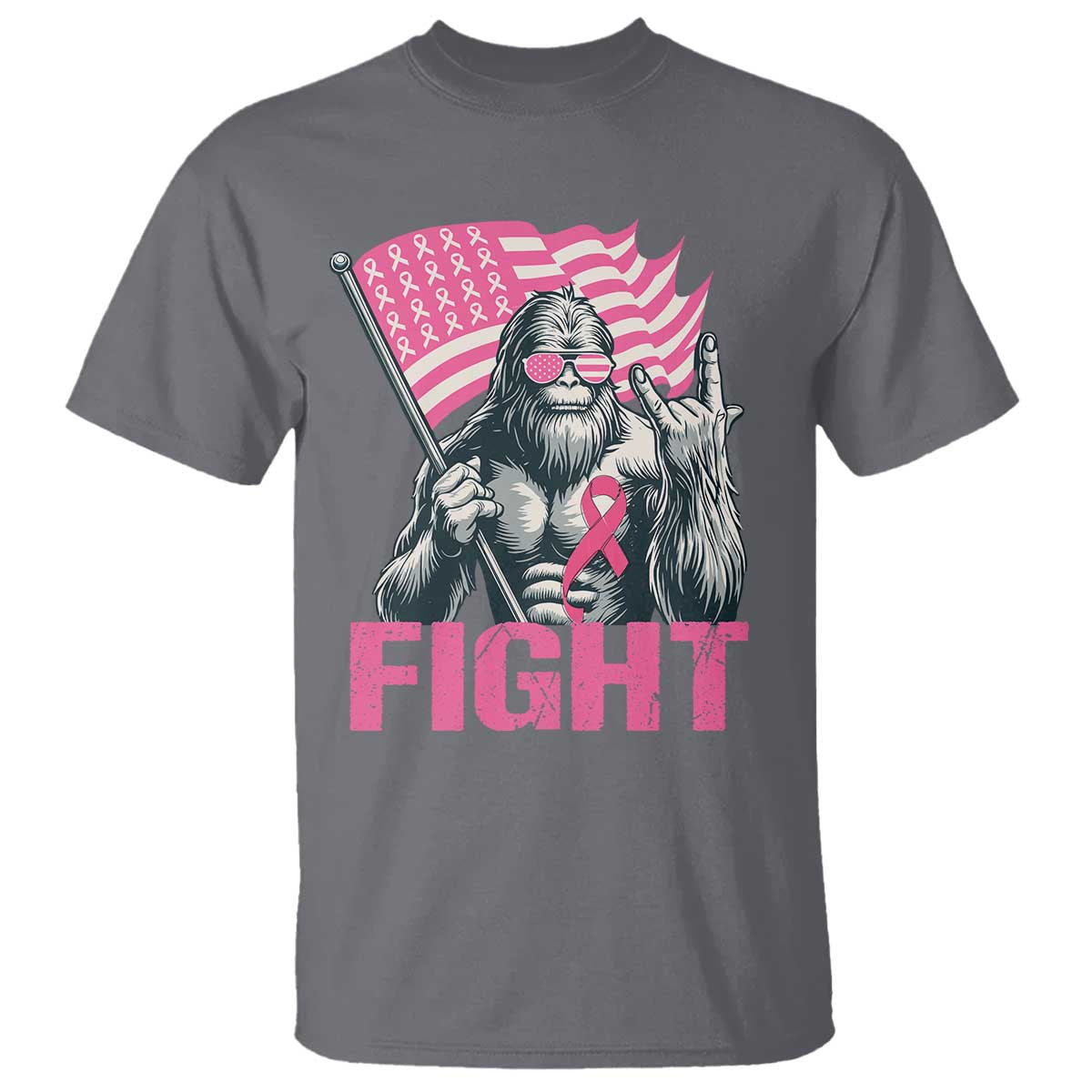 Funny Bigfoot Breast Cancer Support T Shirt Fight Pink Ribbon