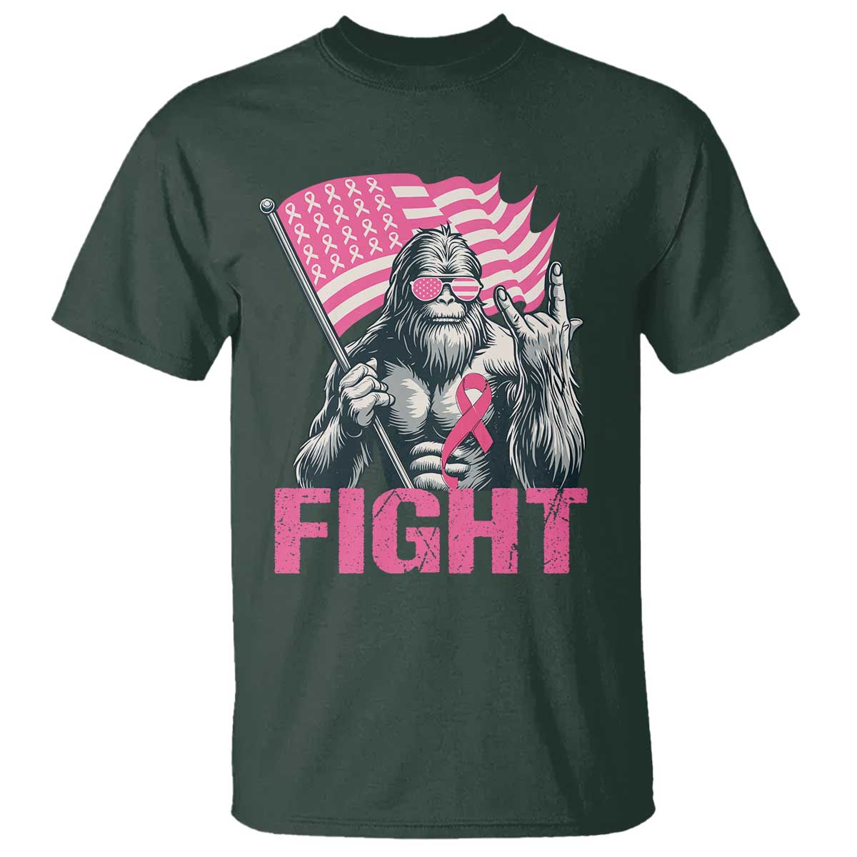 Funny Bigfoot Breast Cancer Support T Shirt Fight Pink Ribbon