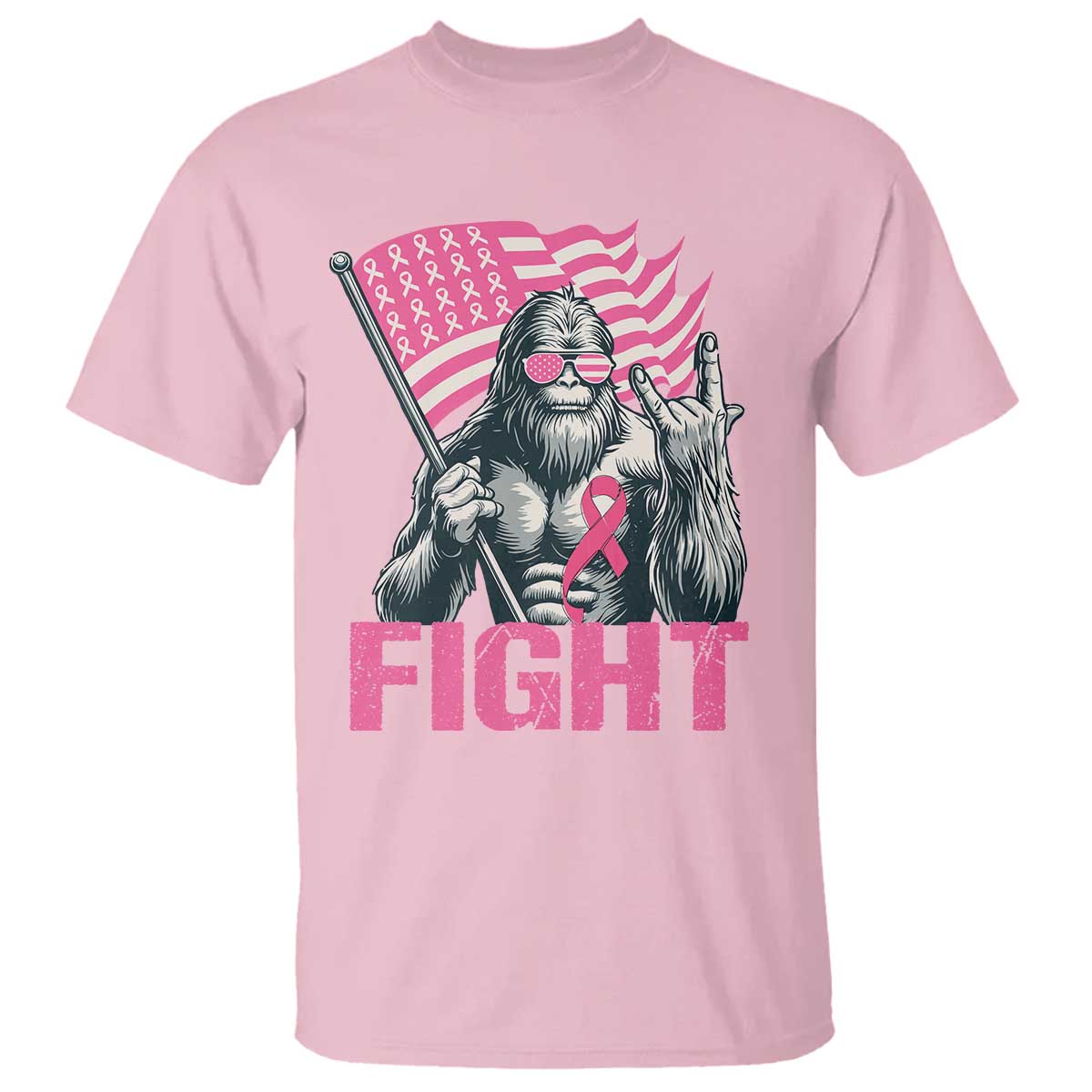 Funny Bigfoot Breast Cancer Support T Shirt Fight Pink Ribbon