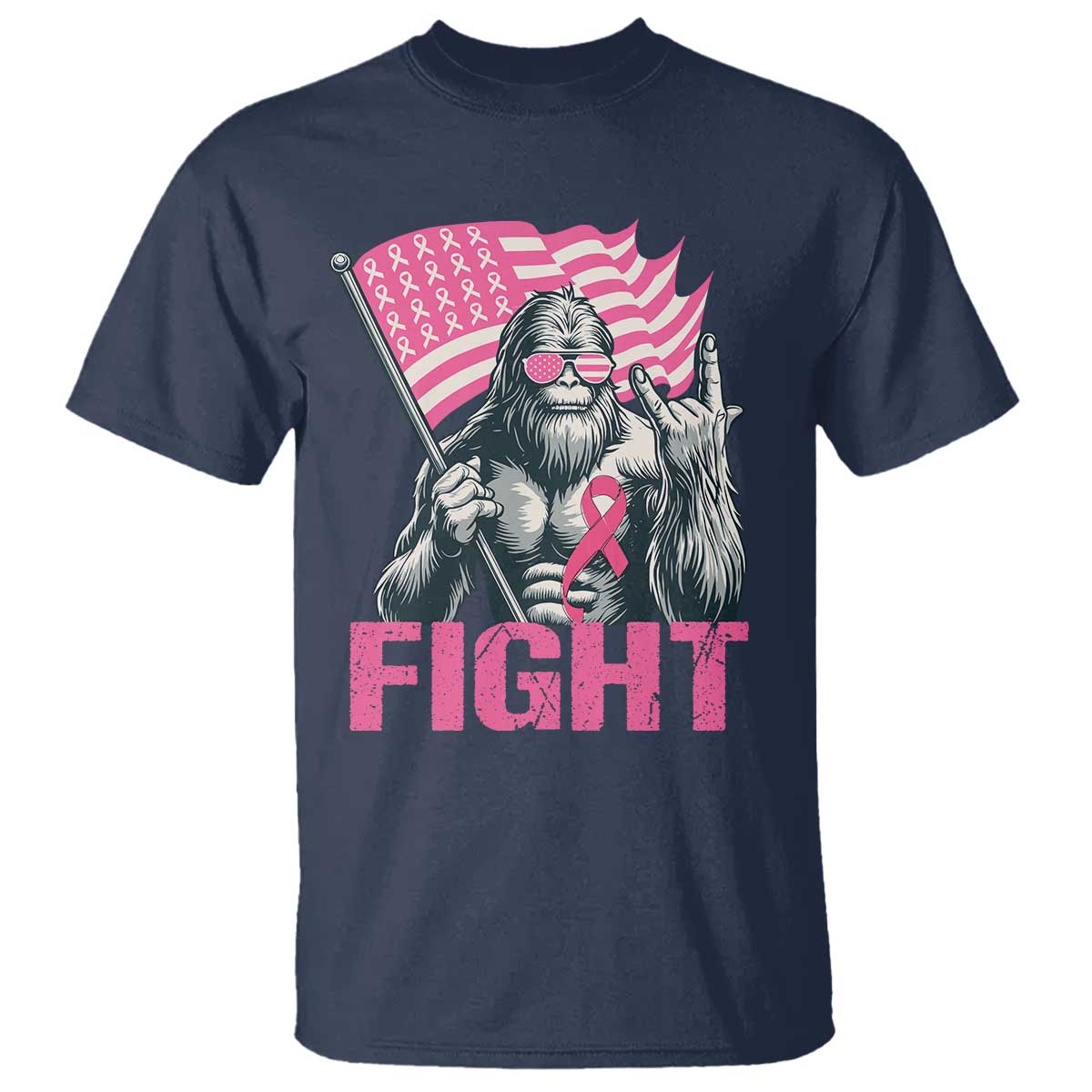Funny Bigfoot Breast Cancer Support T Shirt Fight Pink Ribbon
