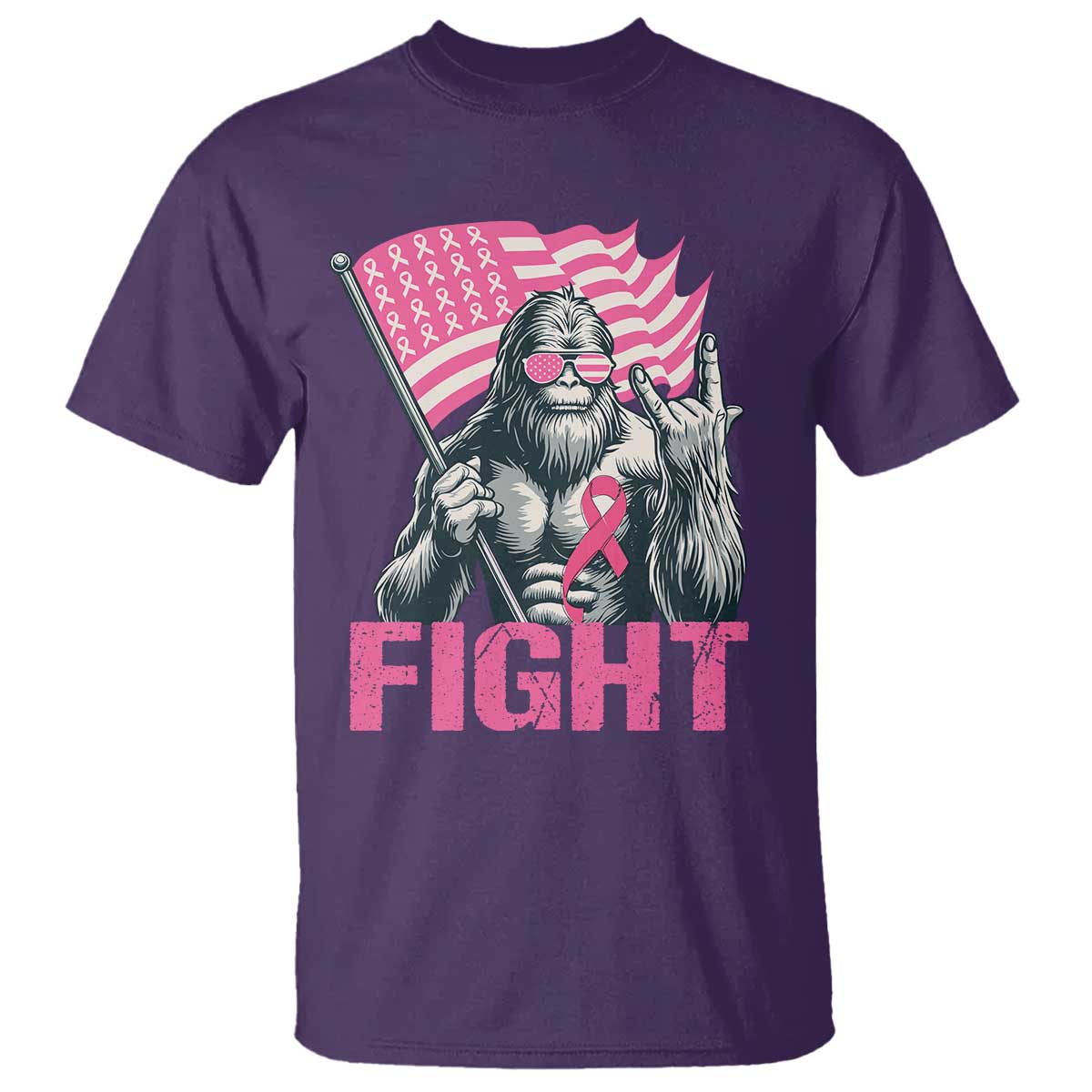Funny Bigfoot Breast Cancer Support T Shirt Fight Pink Ribbon