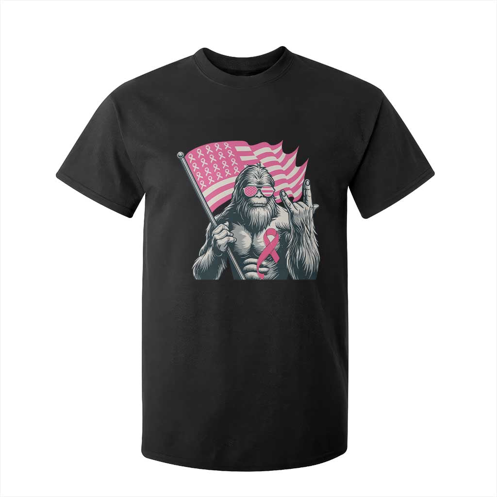 Funny Bigfoot Breast Cancer Support T Shirt For Kid Sasquatch Pink Ribbon