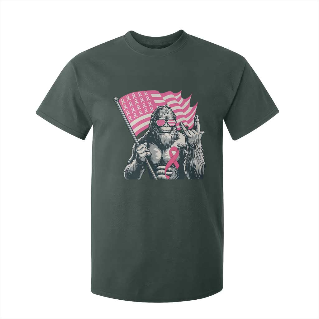 Funny Bigfoot Breast Cancer Support T Shirt For Kid Sasquatch Pink Ribbon