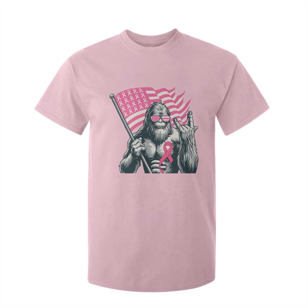 Funny Bigfoot Breast Cancer Support T Shirt For Kid Sasquatch Pink Ribbon