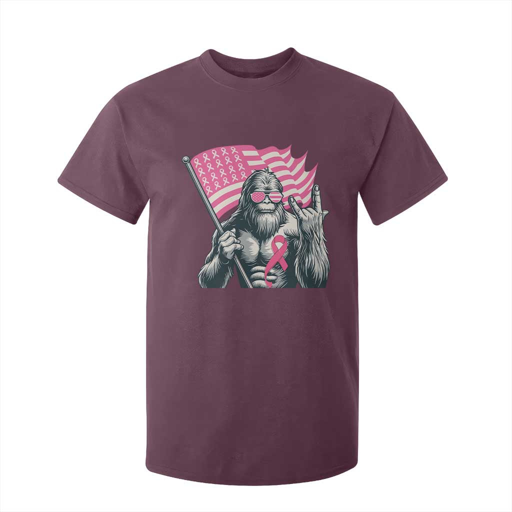 Funny Bigfoot Breast Cancer Support T Shirt For Kid Sasquatch Pink Ribbon