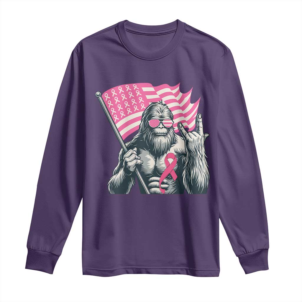 Funny Bigfoot Breast Cancer Support Long Sleeve Shirt Sasquatch Pink Ribbon