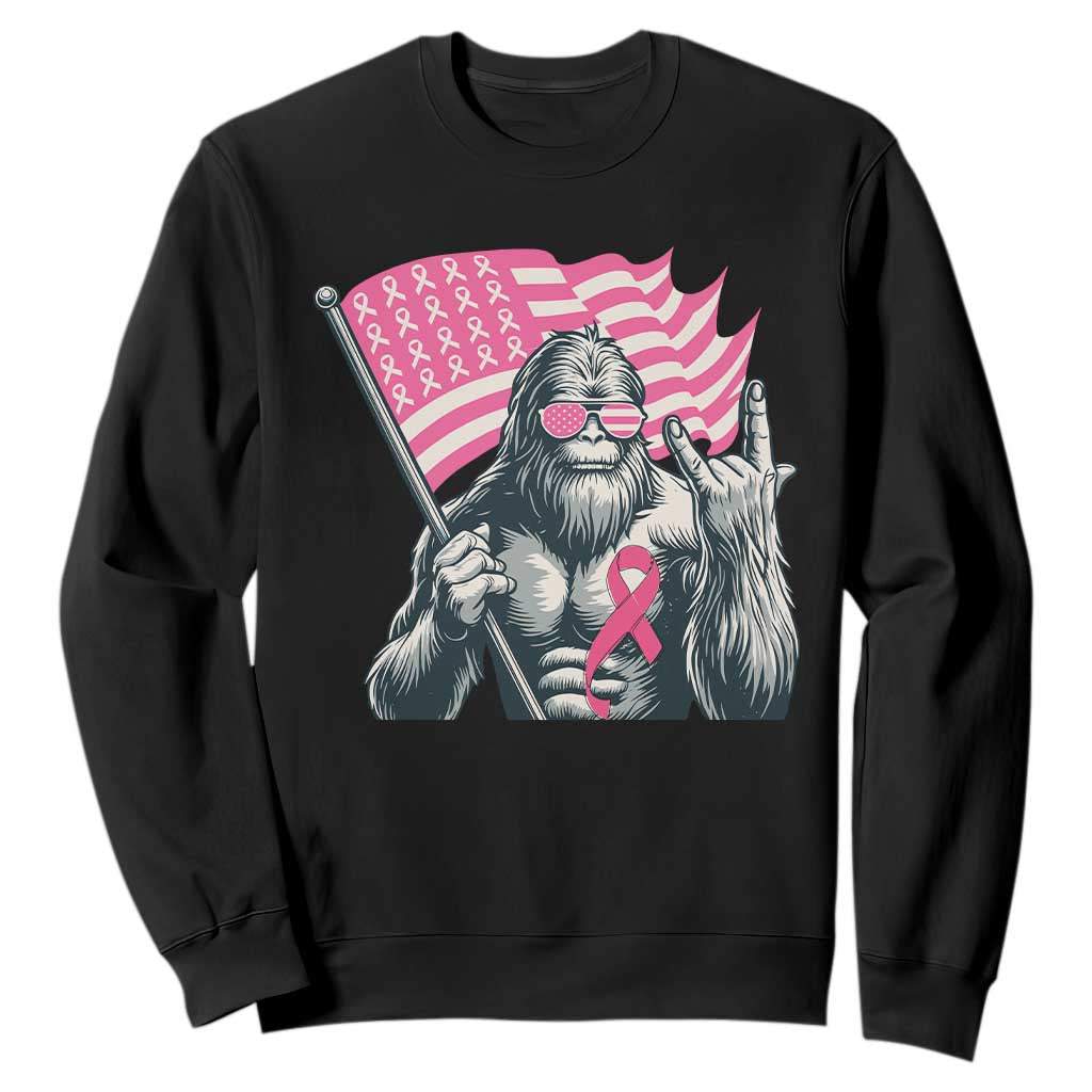 Funny Bigfoot Breast Cancer Support Sweatshirt Sasquatch Pink Ribbon