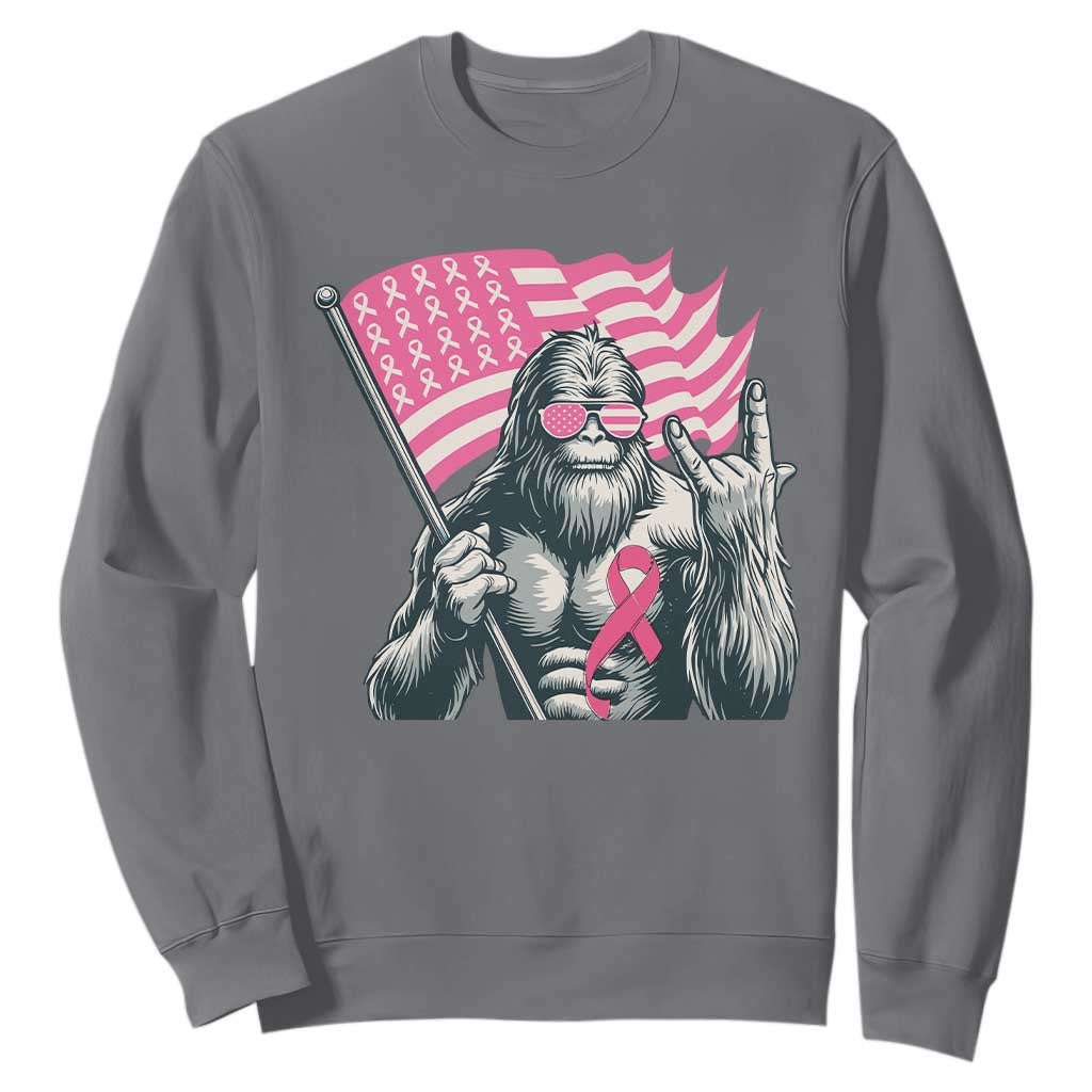 Funny Bigfoot Breast Cancer Support Sweatshirt Sasquatch Pink Ribbon
