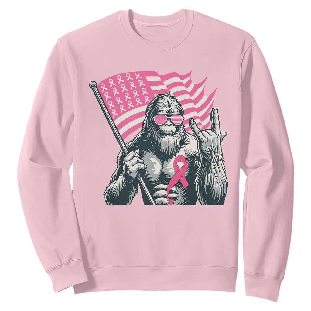 Funny Bigfoot Breast Cancer Support Sweatshirt Sasquatch Pink Ribbon