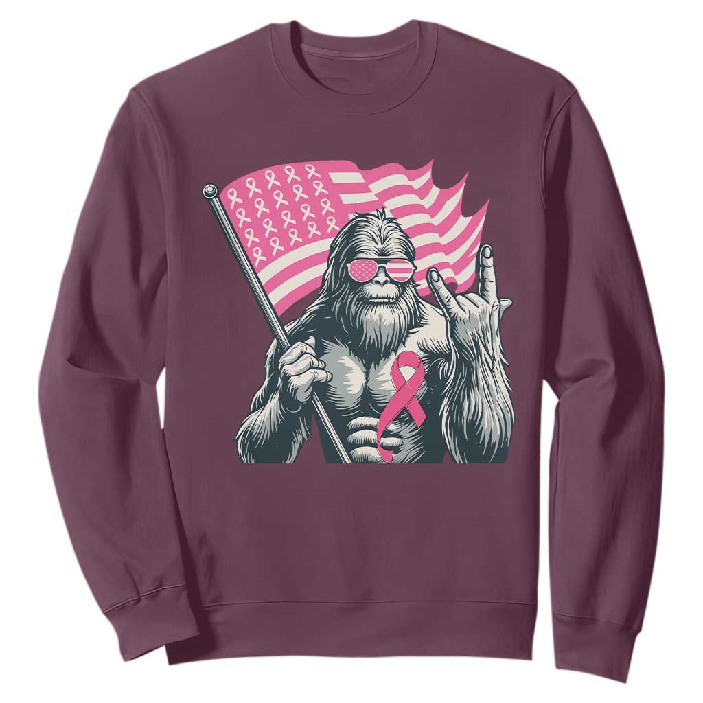 Funny Bigfoot Breast Cancer Support Sweatshirt Sasquatch Pink Ribbon