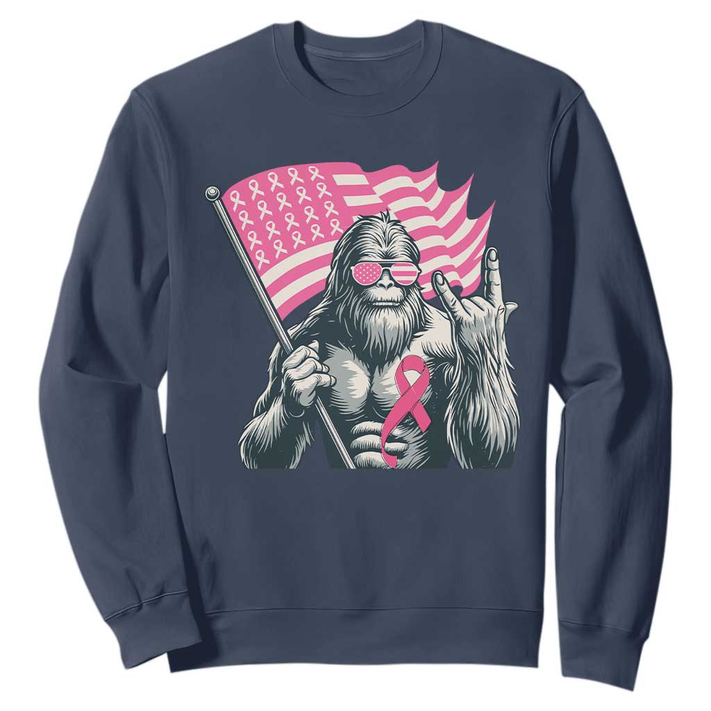 Funny Bigfoot Breast Cancer Support Sweatshirt Sasquatch Pink Ribbon