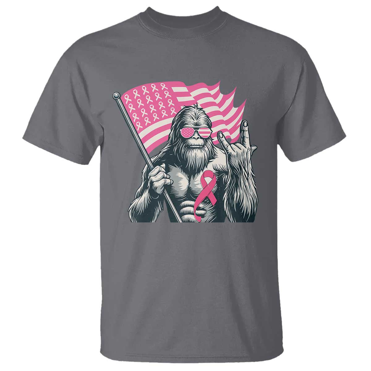 Funny Bigfoot Breast Cancer Support T Shirt Sasquatch Pink Ribbon