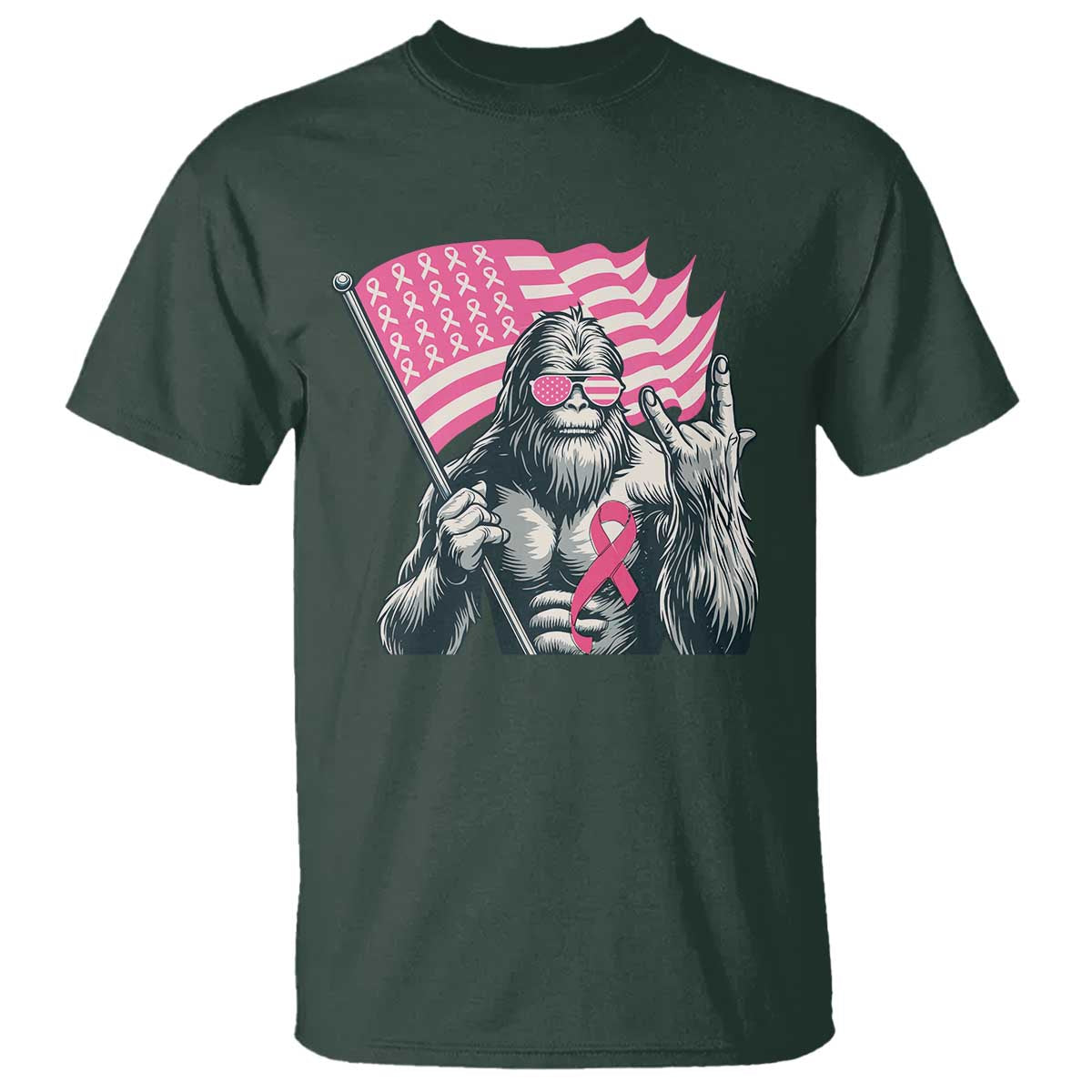 Funny Bigfoot Breast Cancer Support T Shirt Sasquatch Pink Ribbon