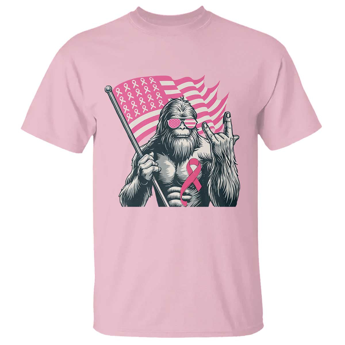 Funny Bigfoot Breast Cancer Support T Shirt Sasquatch Pink Ribbon