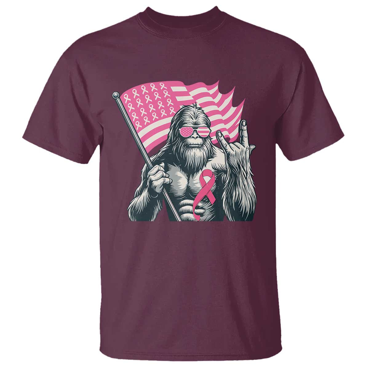 Funny Bigfoot Breast Cancer Support T Shirt Sasquatch Pink Ribbon