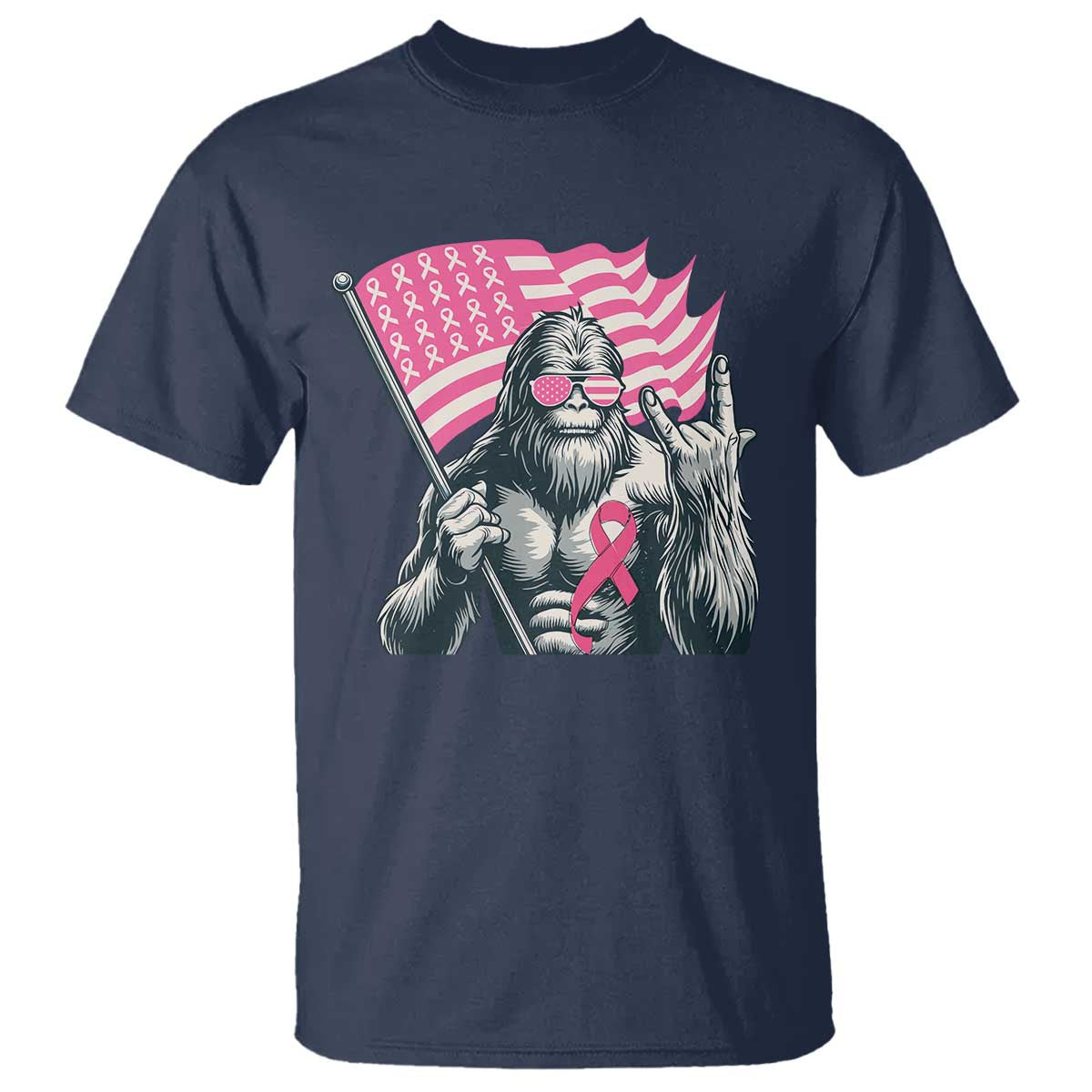 Funny Bigfoot Breast Cancer Support T Shirt Sasquatch Pink Ribbon