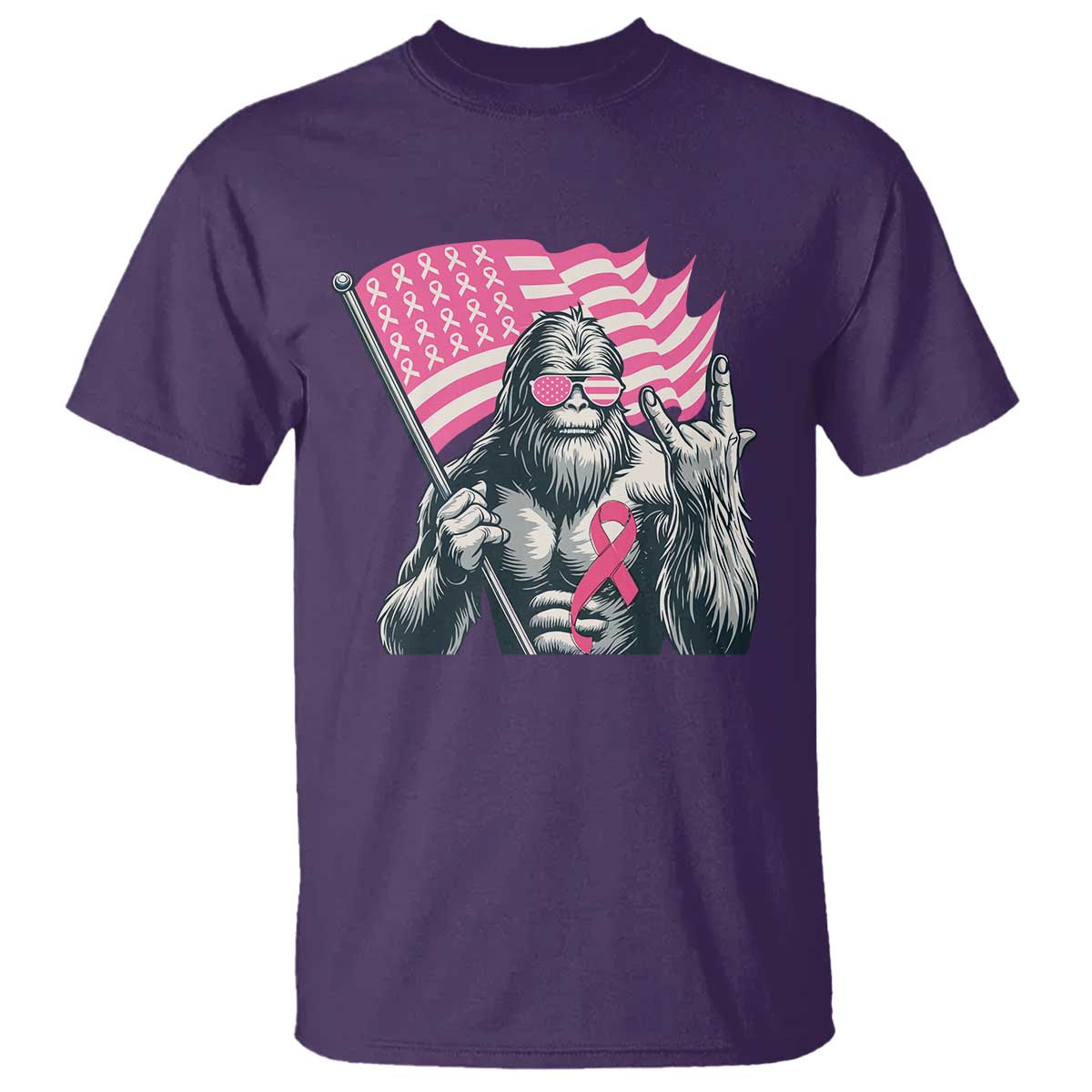 Funny Bigfoot Breast Cancer Support T Shirt Sasquatch Pink Ribbon
