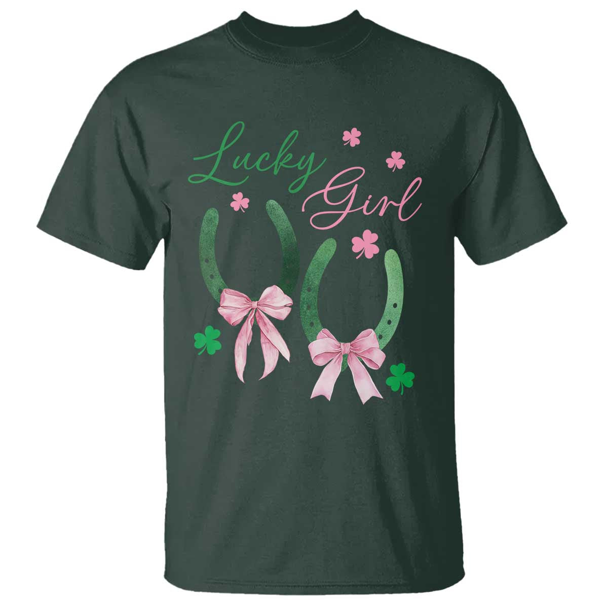 funny-st-patricks-day-coquette-t-shirt-lucky-girl-horseshoe-pink-bow