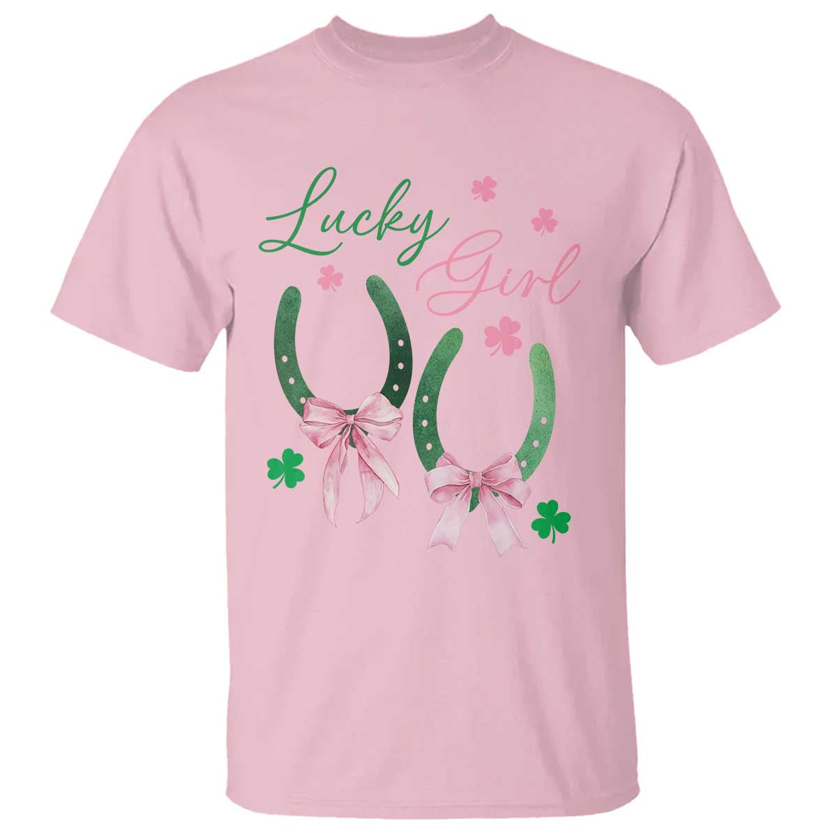 funny-st-patricks-day-coquette-t-shirt-lucky-girl-horseshoe-pink-bow