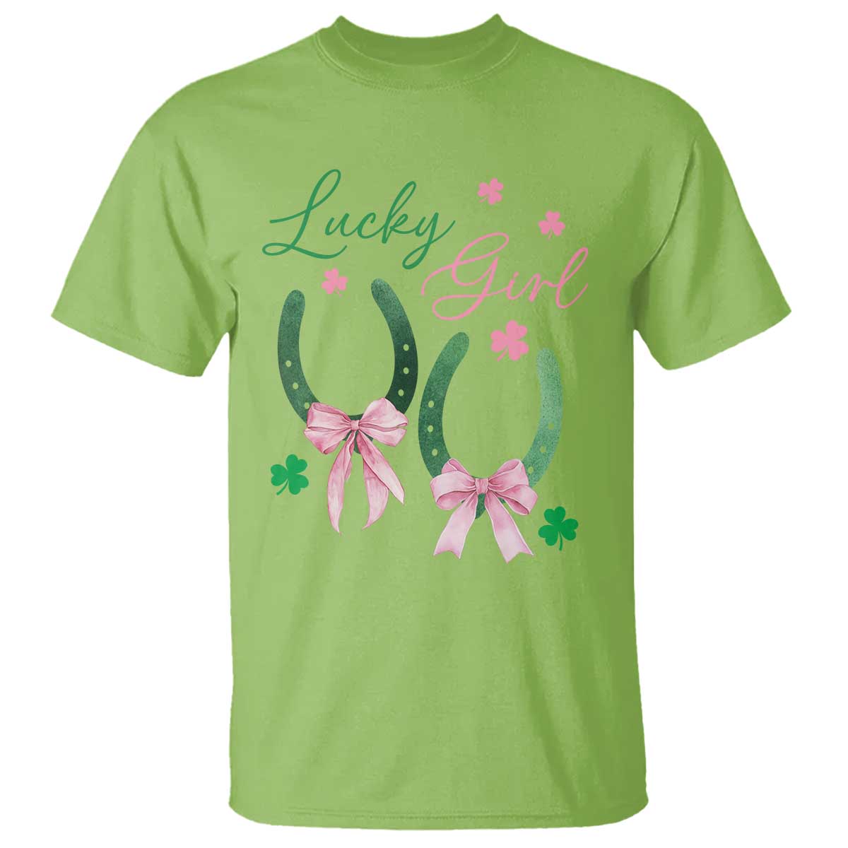 funny-st-patricks-day-coquette-t-shirt-lucky-girl-horseshoe-pink-bow