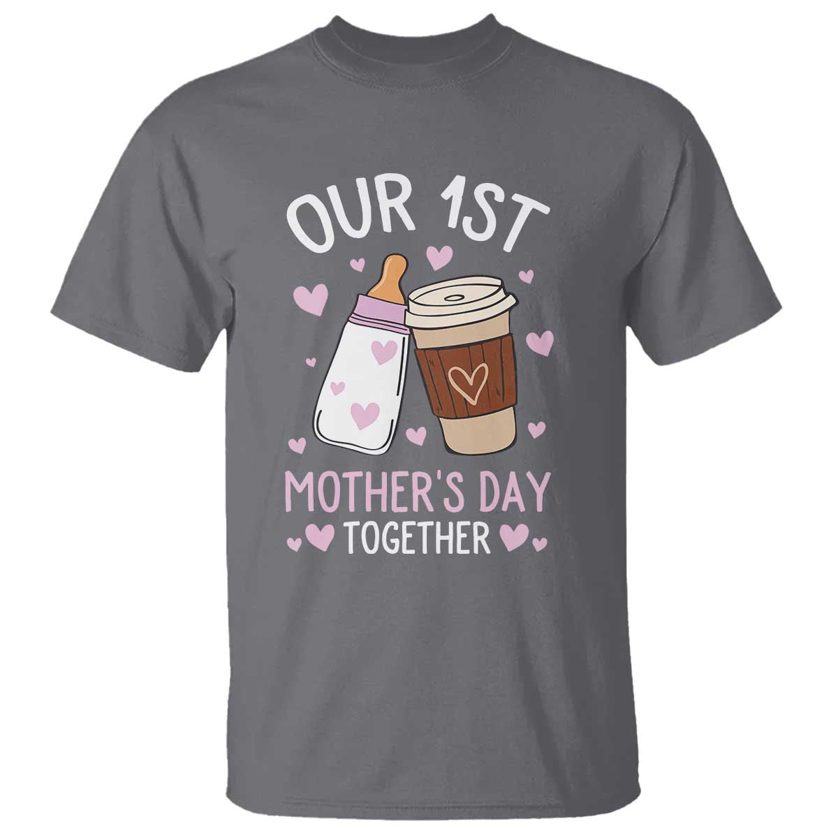 funny-our-first-mothers-day-together-t-shirt-mom-and-baby-matching-milk-coffee
