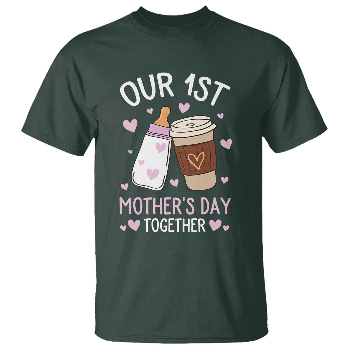 funny-our-first-mothers-day-together-t-shirt-mom-and-baby-matching-milk-coffee