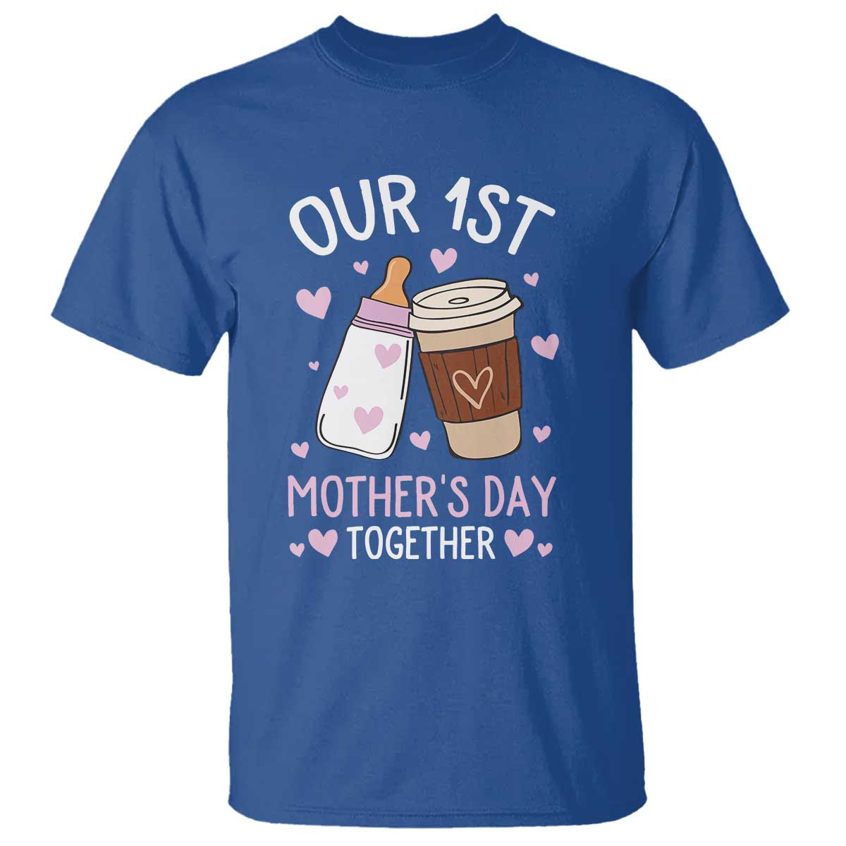 funny-our-first-mothers-day-together-t-shirt-mom-and-baby-matching-milk-coffee