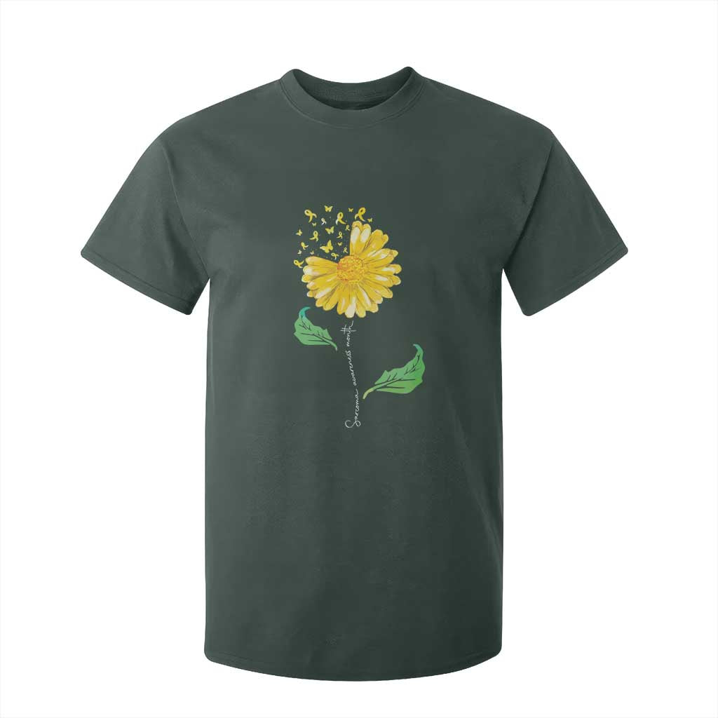 Sarcoma Support T Shirt For Kid Yellow Ribbon Flower