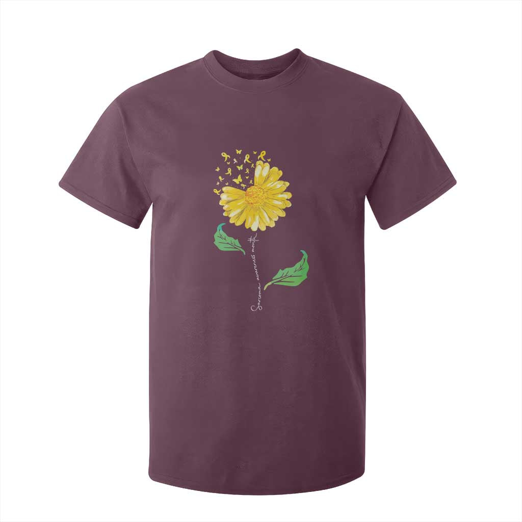 Sarcoma Support T Shirt For Kid Yellow Ribbon Flower