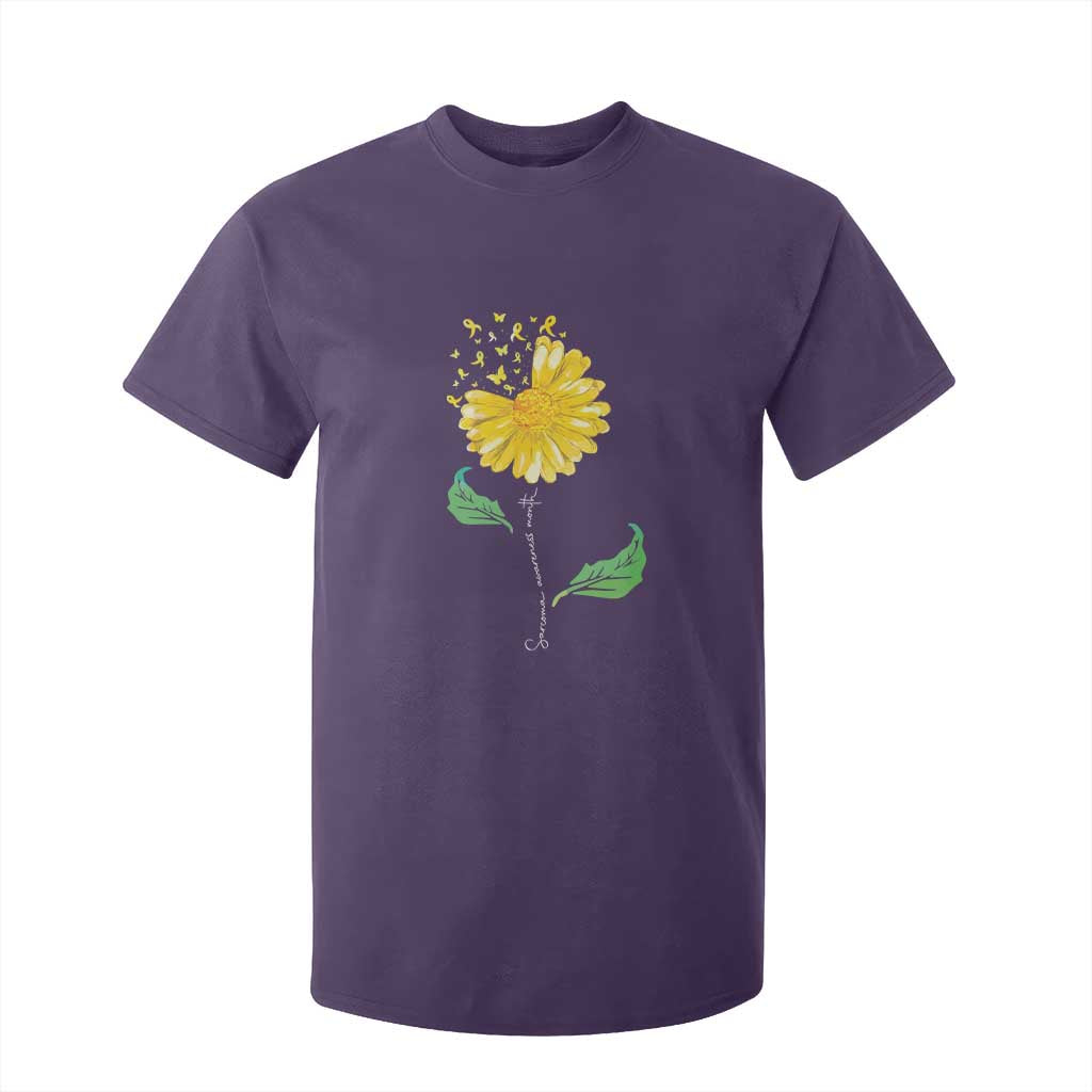 Sarcoma Support T Shirt For Kid Yellow Ribbon Flower