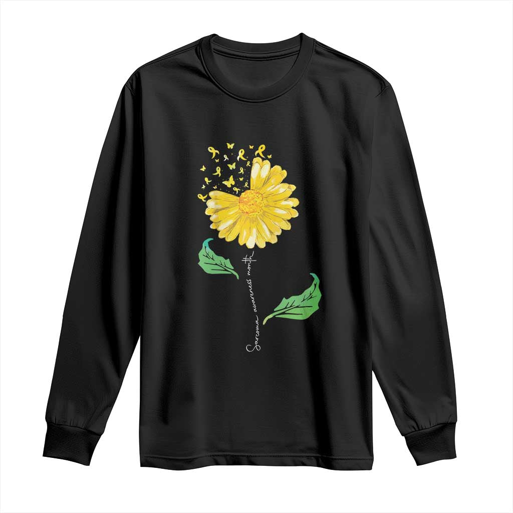 Sarcoma Support Long Sleeve Shirt Yellow Ribbon Flower