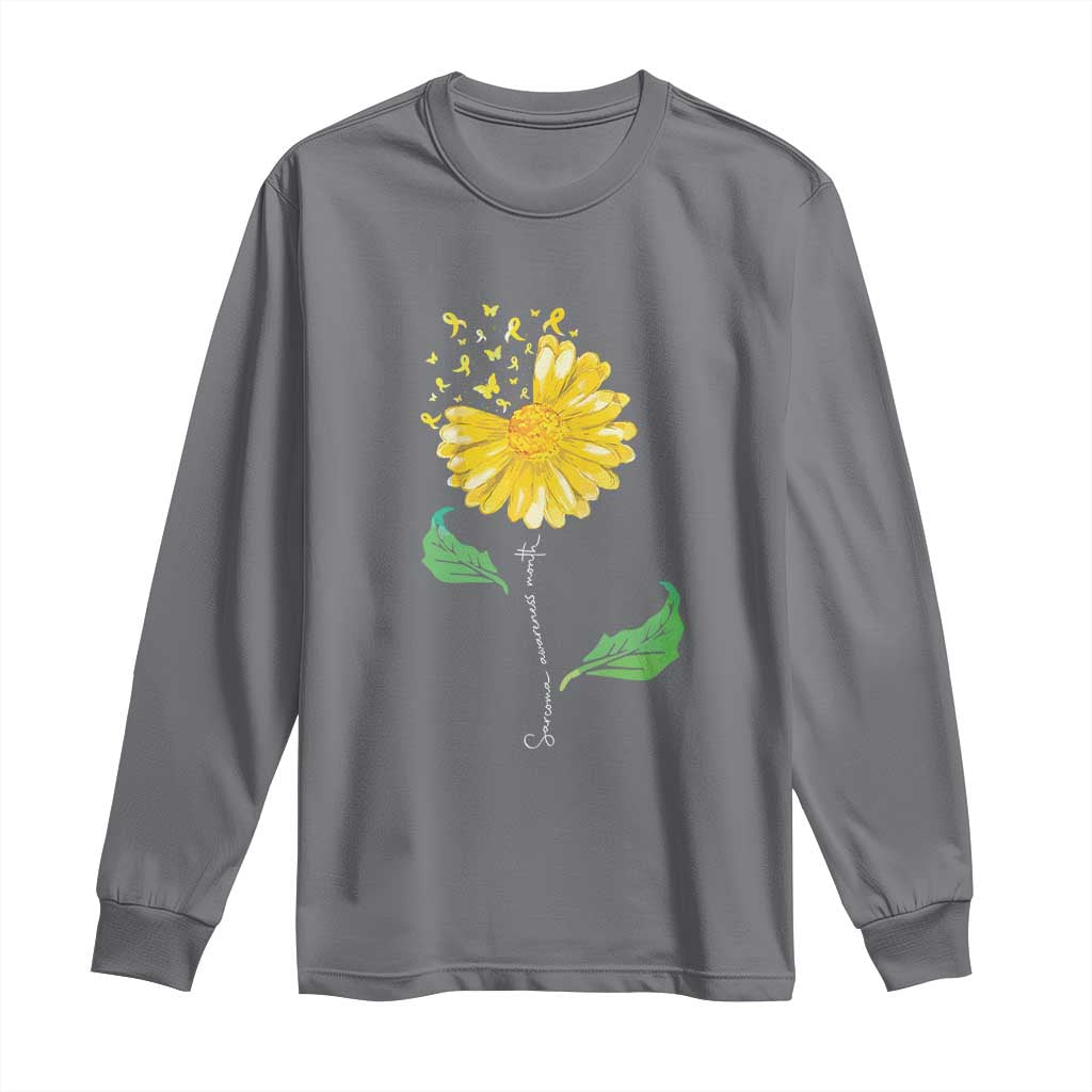 Sarcoma Support Long Sleeve Shirt Yellow Ribbon Flower