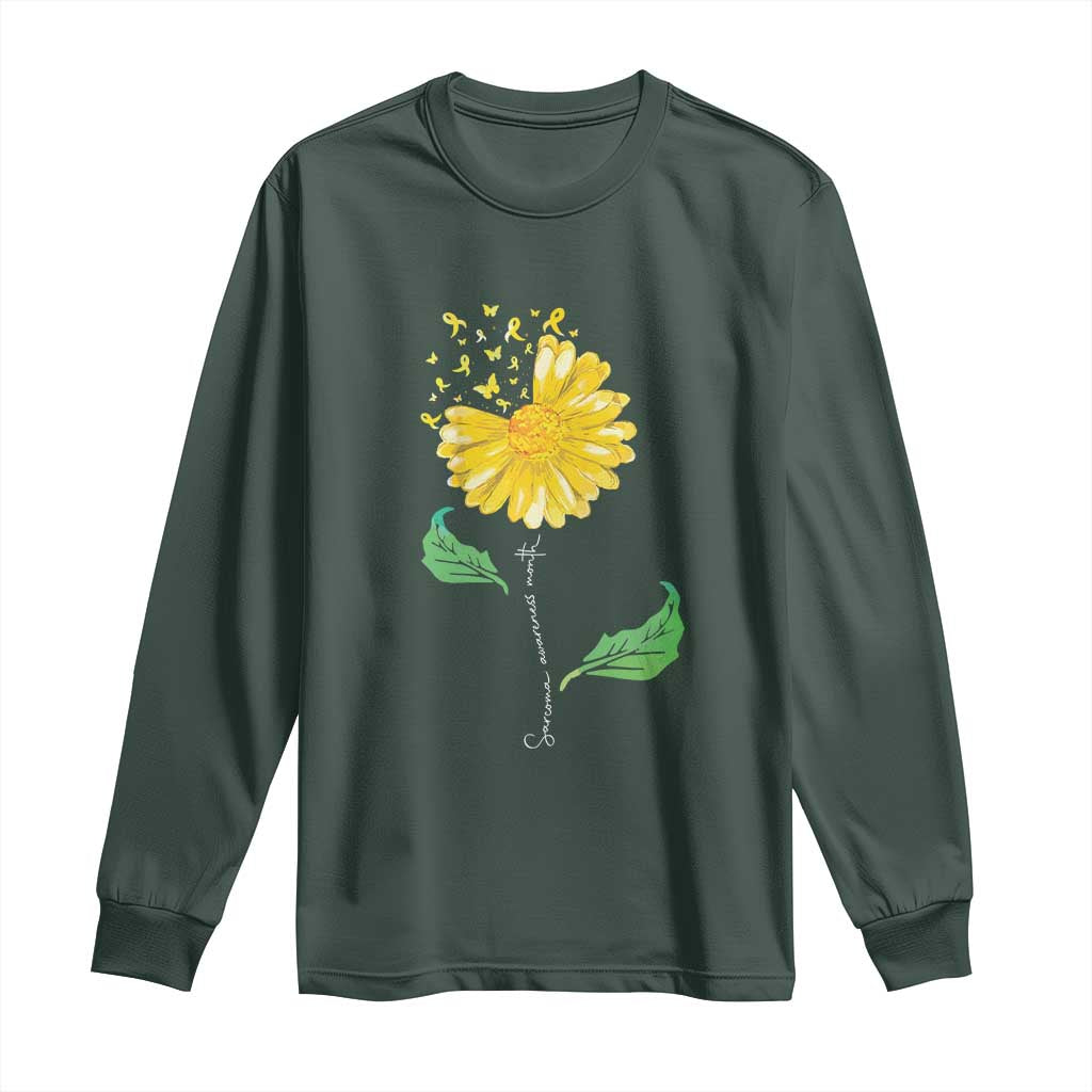 Sarcoma Support Long Sleeve Shirt Yellow Ribbon Flower