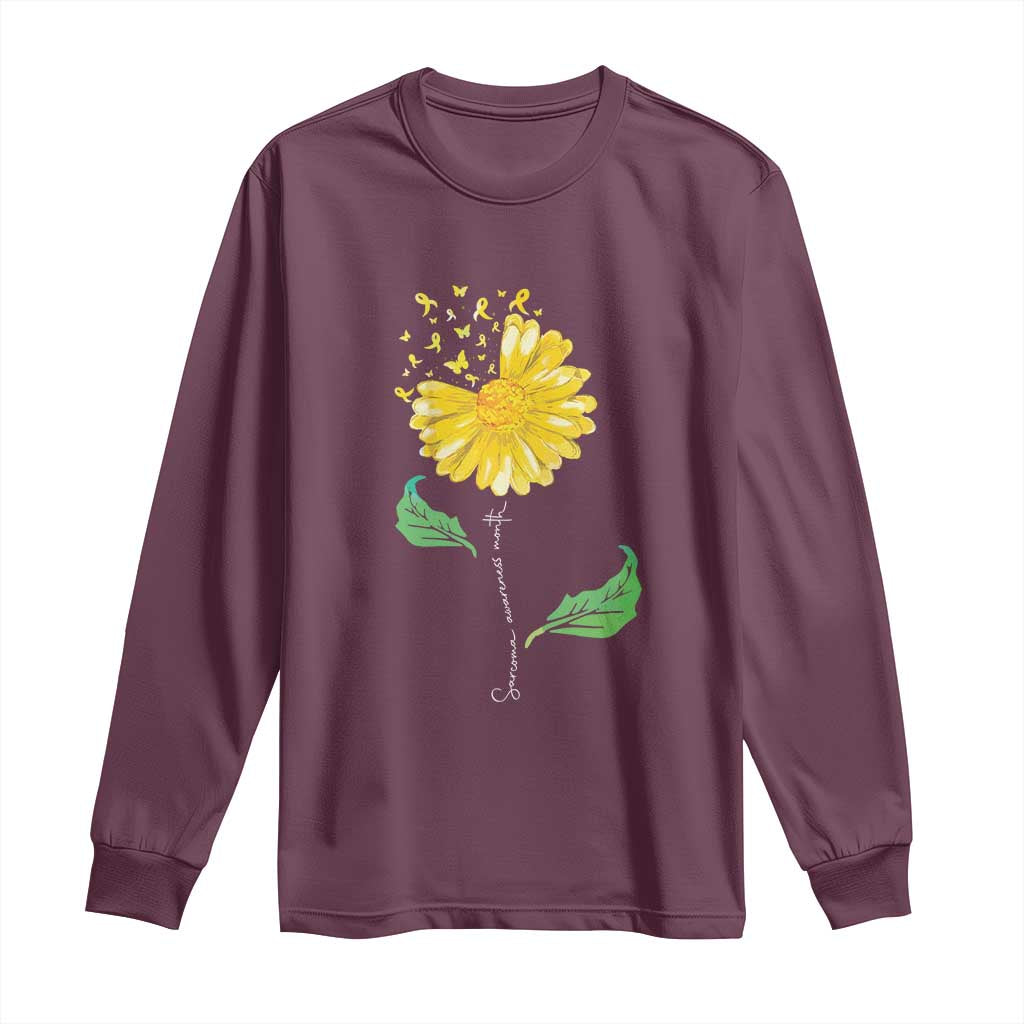 Sarcoma Support Long Sleeve Shirt Yellow Ribbon Flower