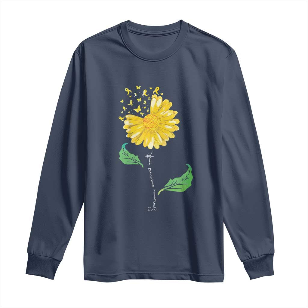 Sarcoma Support Long Sleeve Shirt Yellow Ribbon Flower